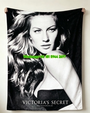 Victoria's Secret Gisele Bündchen Black and White Flannel Fleece Throw Blanket V157